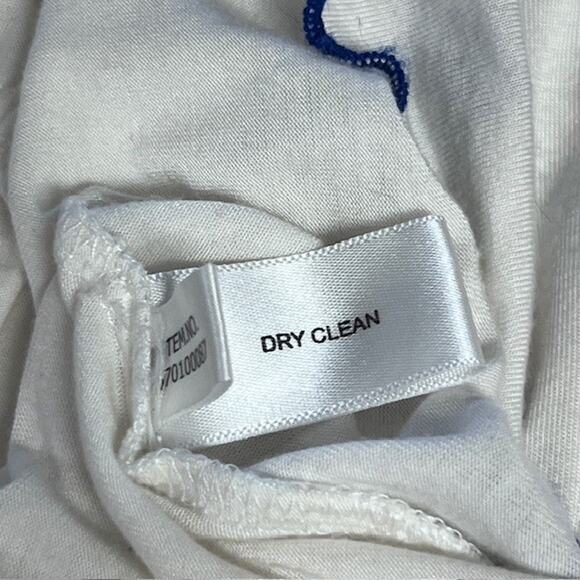 Boston Proper Off The Shoulder White Blue Embroidered Blouse Short Sleeve Small - Picture 9 of 9